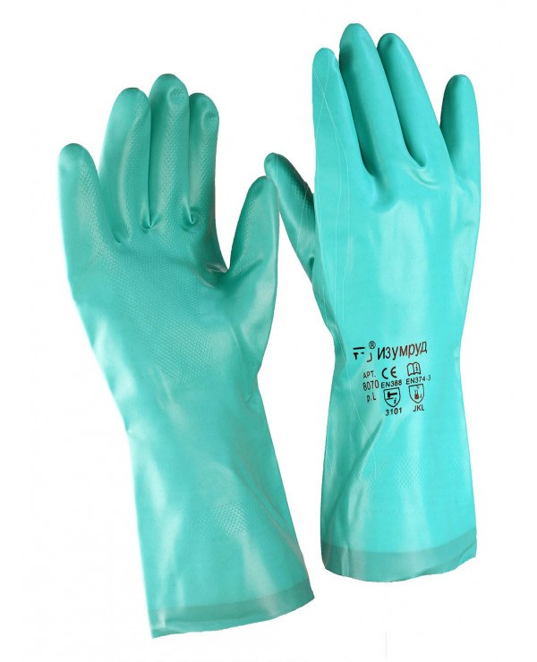 Перчатки химзащитные МБС, КЩС-50%, нитриловые 