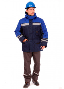 Куртка рабочая утеплённая «Зима» темно-синий / васильковый