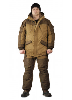 Костюм зимний «ГРАСК» куртка/полукомб. цвет: св.коричневый/т.коричневый, ткань: тк.Канада