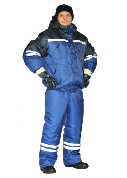 Костюм зимний "СТИМ" куртка/полукомб. цвет: василек/т.синий