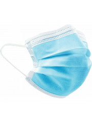 Одноразовая медицинская маска ГЕКСА комплект 100 шт, короб, 3-х слойный фильтр Смс, голубая