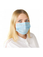 Одноразовая медицинская маска ГЕКСА комплект 100 шт, короб, 3-х слойный фильтр мельтблаун, голубая