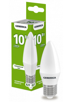 Лампа светодиодная C35 10Вт свеча 4000К E27 230В GENERICA LL-C35-10-230-40-E27-G